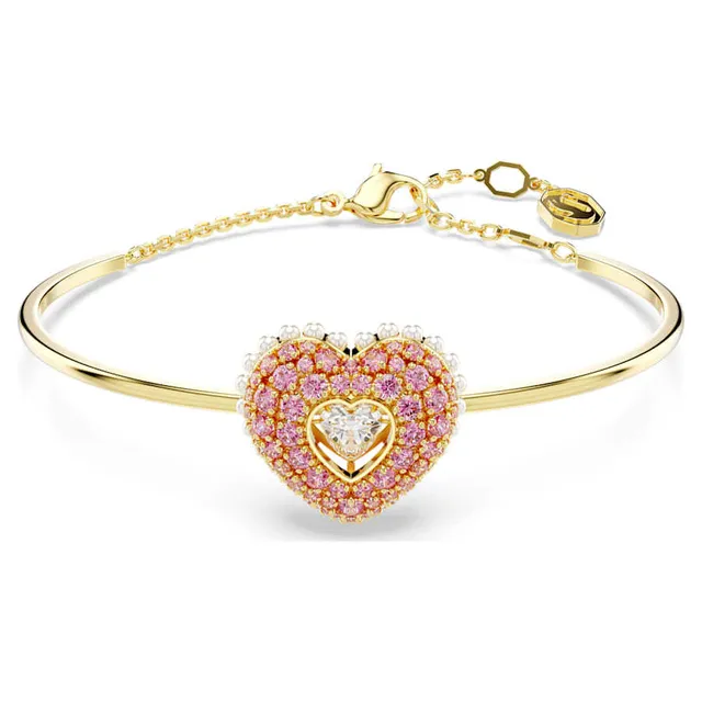 Swarovski Love Heart قلادة وردي कristal लون ذهبي 2