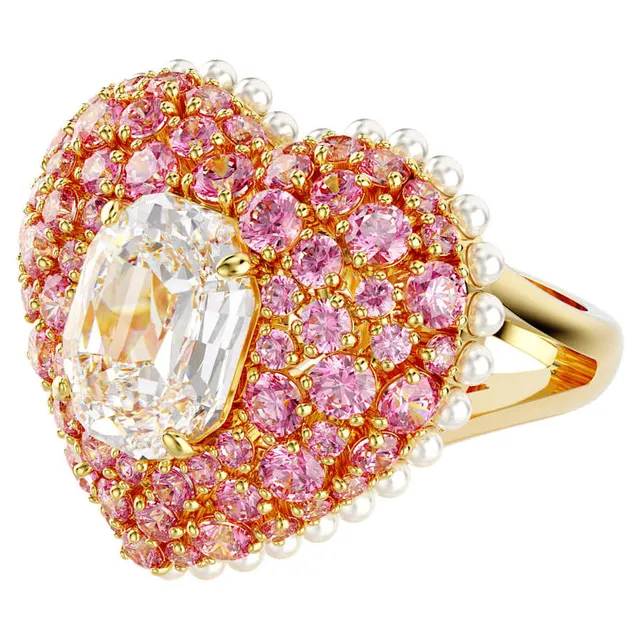 Swarovski Love Heart قلادة وردي कristal लون ذهبي 3
