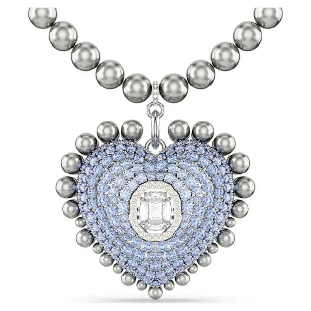 Swarovski Love Heart قلادة وردي कristal लون ذهبي 7
