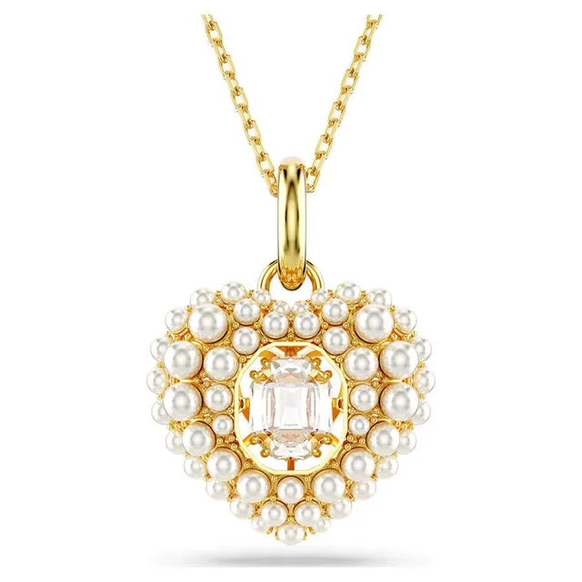 Swarovski Love Heart قلادة وردي कristal लون ذهبي 11