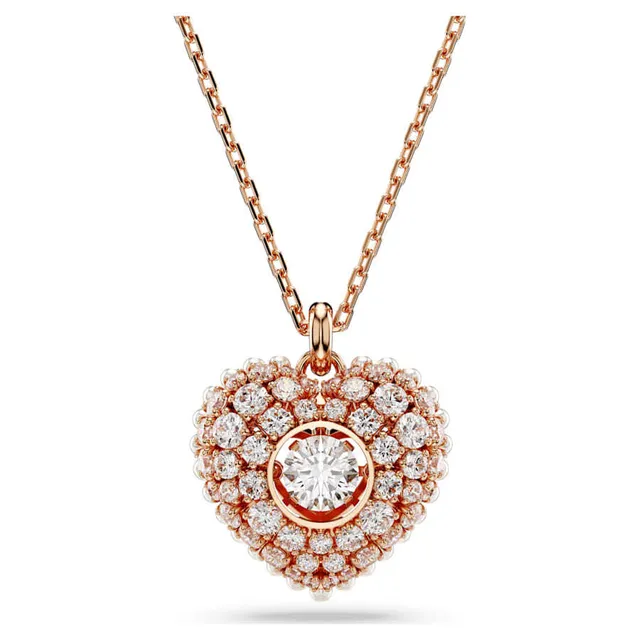 Swarovski Love Heart قلادة وردي कristal लون ذهبي 12