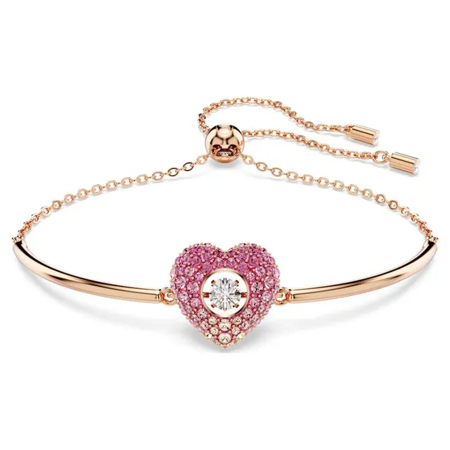 Swarovski Love Heart قلادة وردي कristal लون ذهبي 13