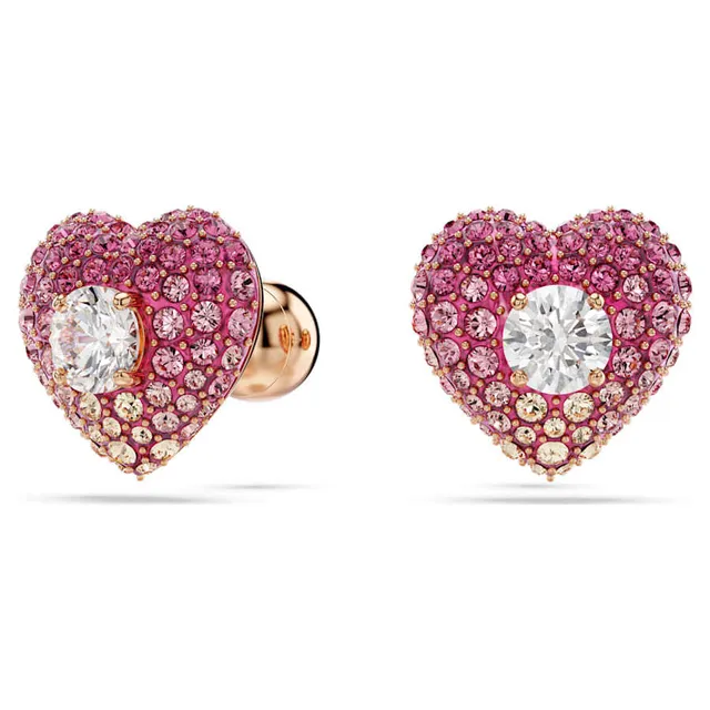 Swarovski Love Heart قلادة وردي कristal लون ذهبي 14
