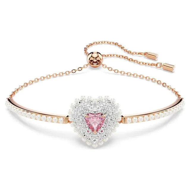 Swarovski Love Heart قلادة وردي कristal लون ذهبي 19