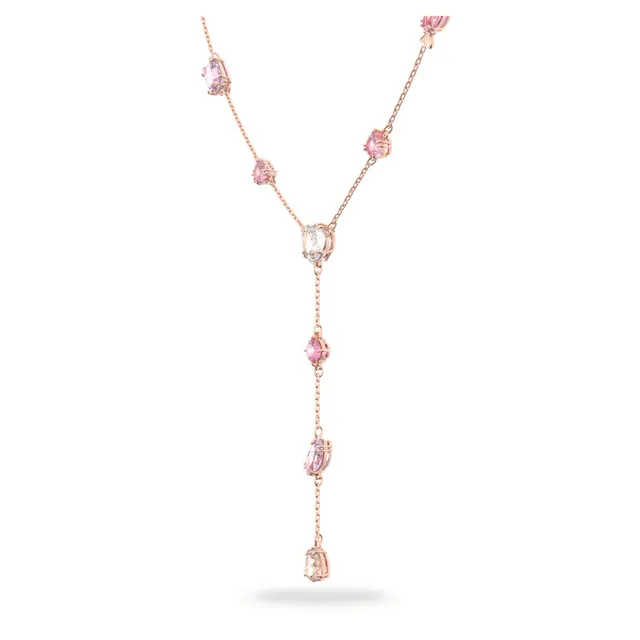 Swarovski Love Heart قلادة وردي कristal लون ذهبي 20