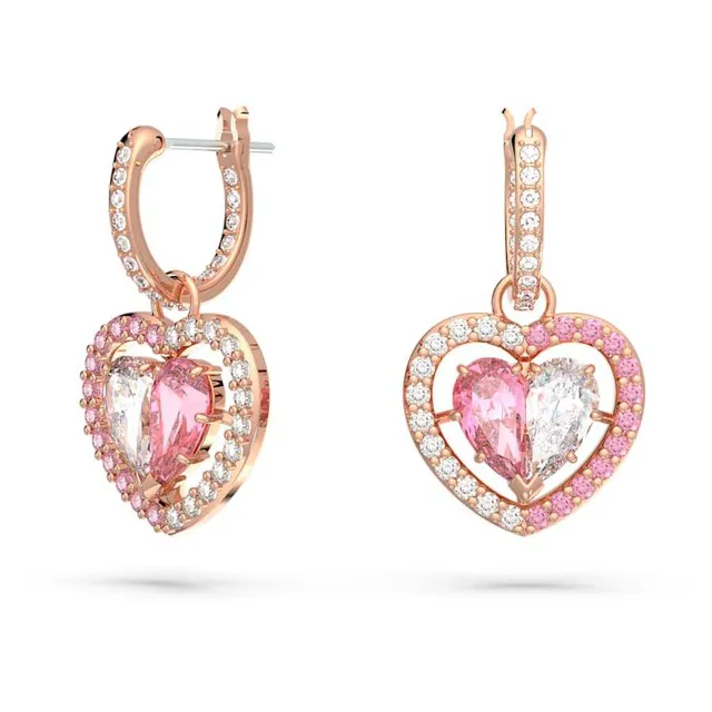 Swarovski Love Heart قلادة وردي कristal लون ذهبي 23