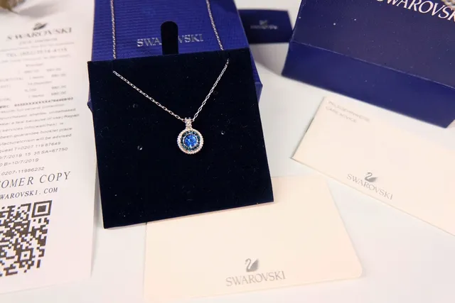 Swarovski Round Blue Crystal Pendant Necklace 2