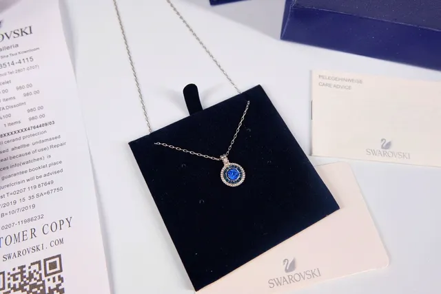 Swarovski Round Blue Crystal Pendant Necklace 3