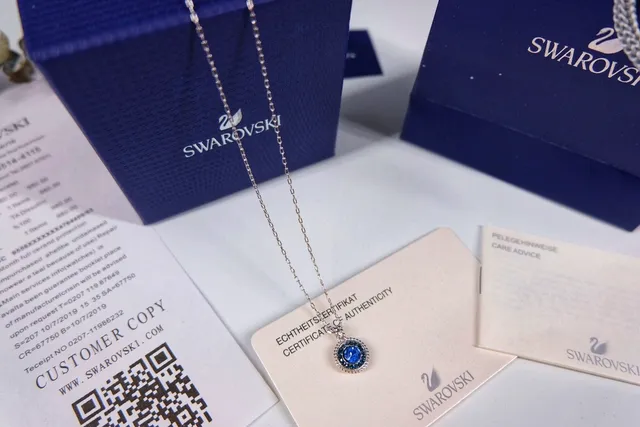 Swarovski Round Blue Crystal Pendant Necklace 6