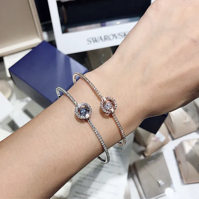 Swarovski Pulseira Banda Cristal-Pavé Halo Azul Prata 3
