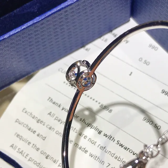 Swarovski Pulseira Banda Cristal-Pavé Halo Azul Prata 5