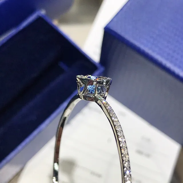Swarovski Pulseira Banda Cristal-Pavé Halo Azul Prata 8