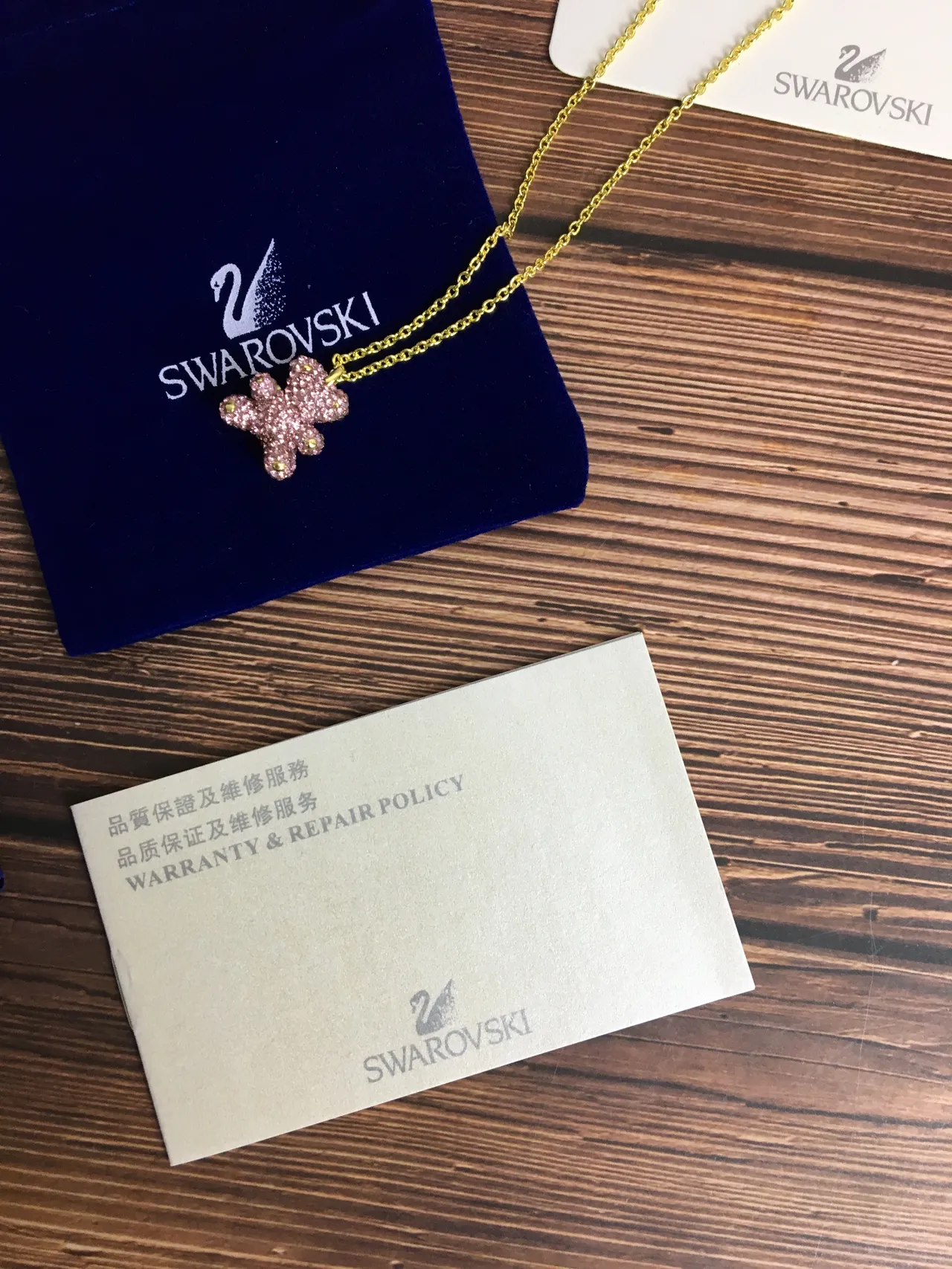 Swarovski Teddy Bear Collar de Cristal Rosa Dorado 3