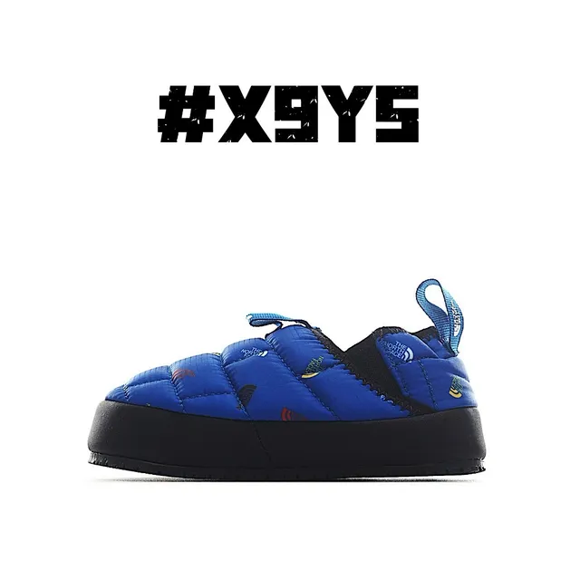 The North Face Nuptse Slipper أحذية كاجوال زرقاء سوداء الجزء العلوي المبطن المعزول بناء slip-on 3