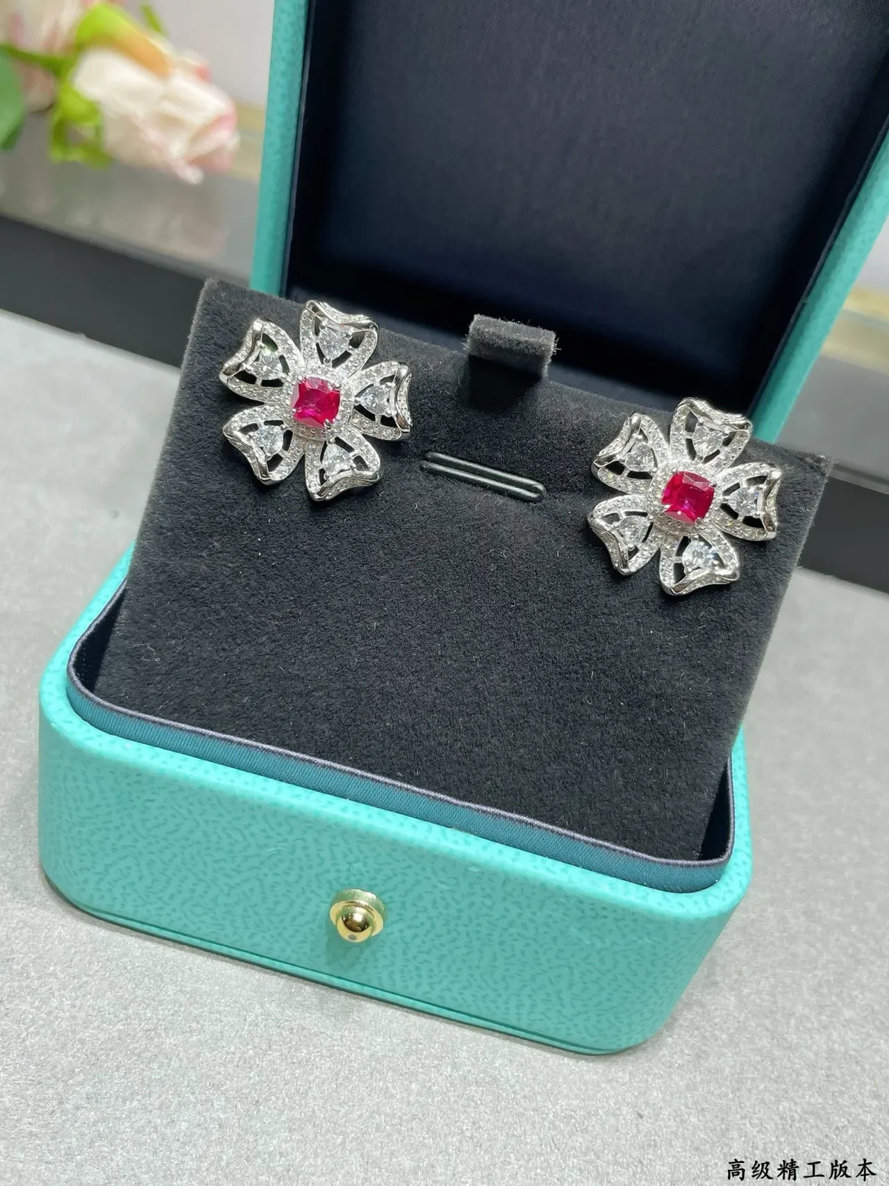 Tiffany & Co. Floral Ruby and Diamond Earrings 3