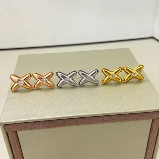 Tiffany & Co. सोना चांदी एक्स-शेप स्टड ईयररिंग्स