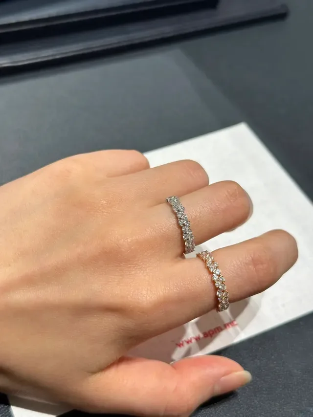Tiffany & Co. Navy Silver Pavé-Set Diamond Eternity Band Three-Row Channel Setting Ring 3