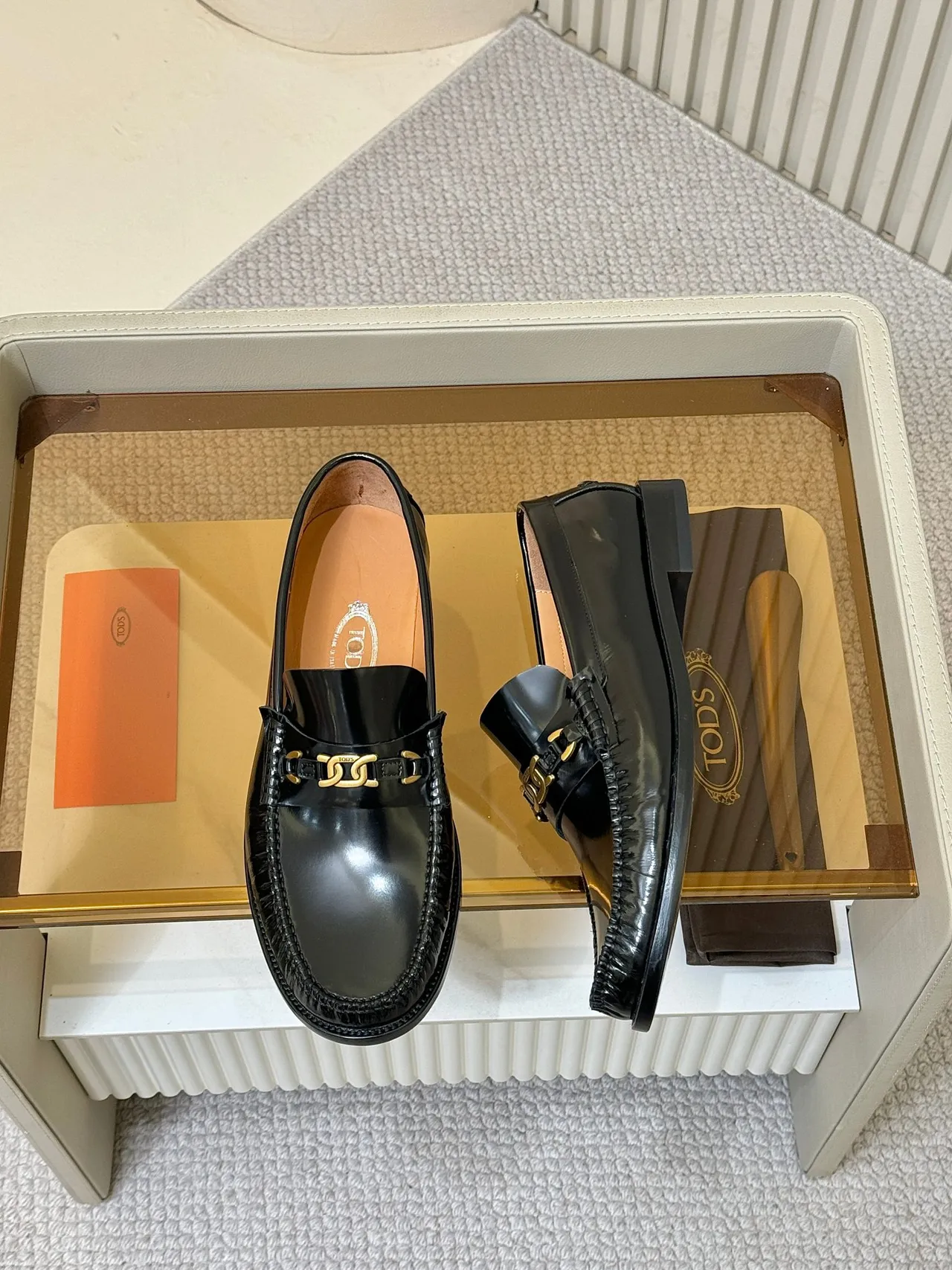 Tod's Double Gancini Loafer Black Patent Leather Horsebit Buckle Loafers 5