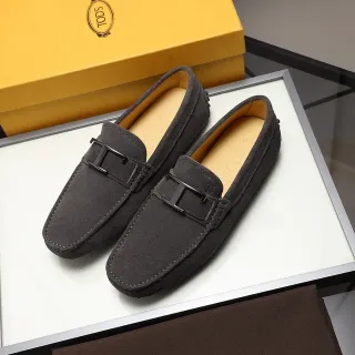 Tod's H-Bar Buckle Loafer ग्रे ब्राउन स्यूड ऊपरी धातु लोअफर