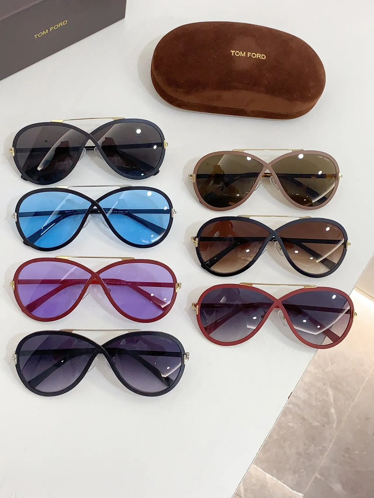Tom Ford Aviator Red and Gold Gradient Sunglasses 3