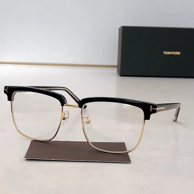 Tom Ford lunettes optiques marron doré semi sans bord ovale 8