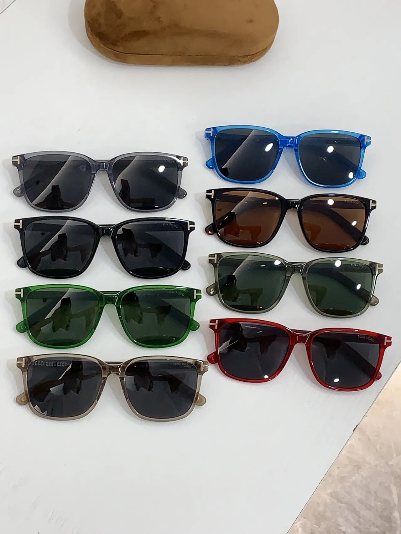 Tom Ford Rectangular Translucent Olive Green Lens Sunglasses 2