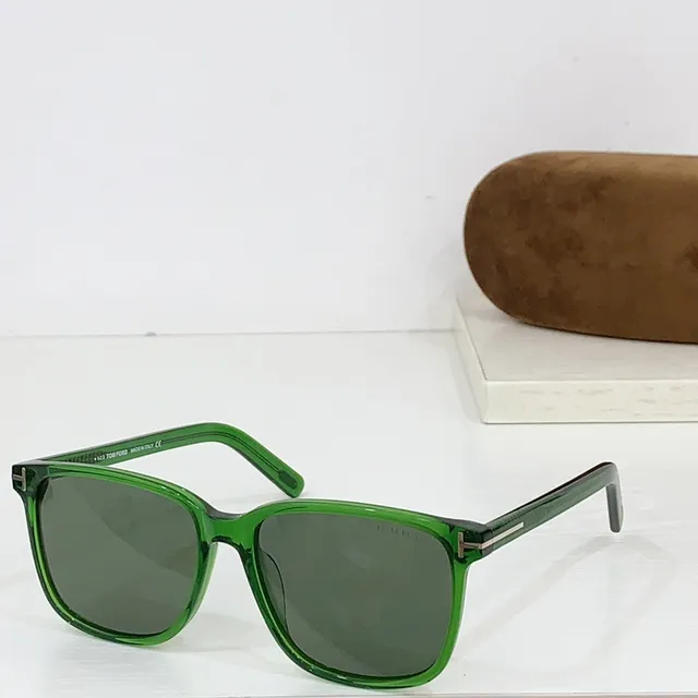 Tom Ford Rectangular Translucent Olive Green Lens Sunglasses 7