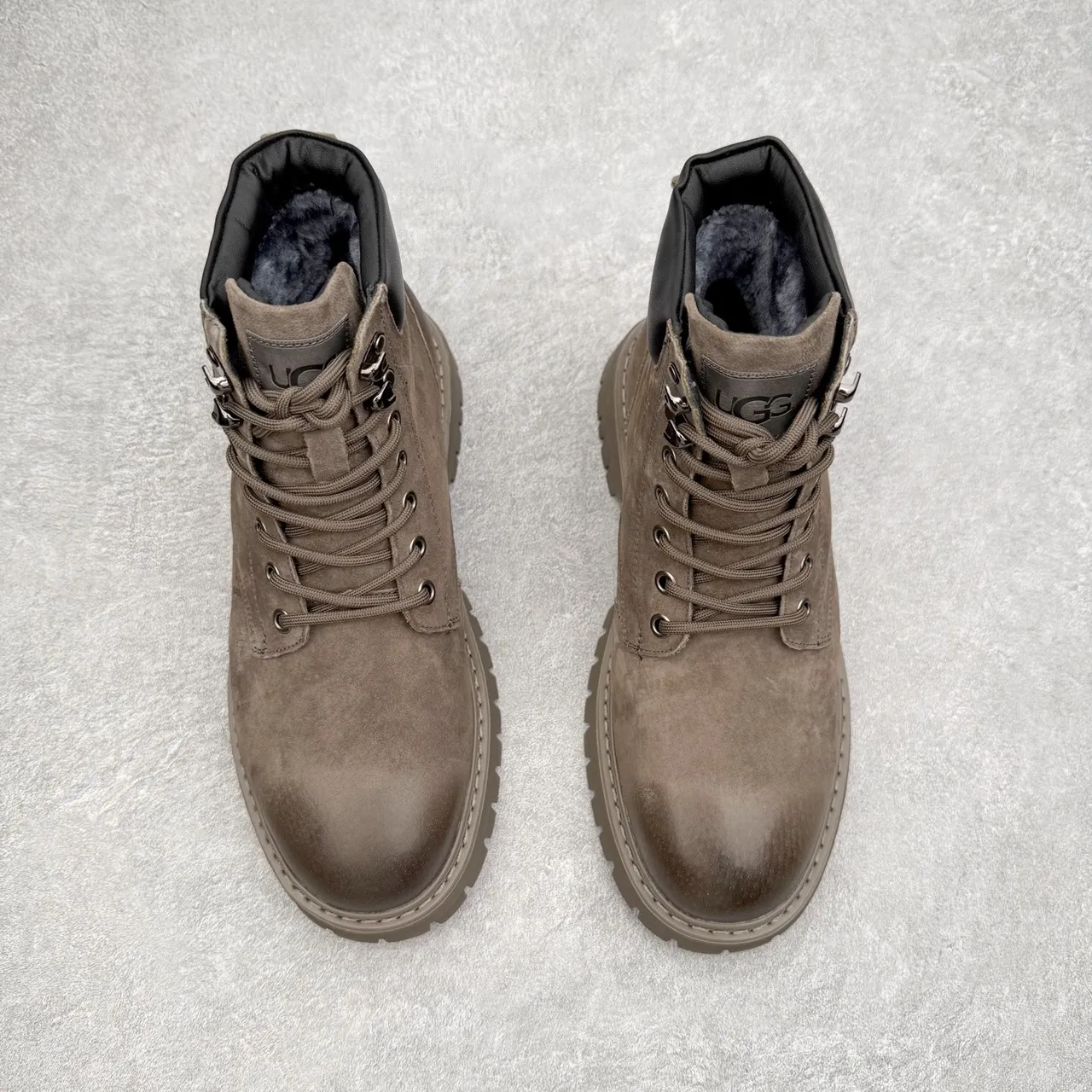 UGG Beige Black Suede Upper Leather Heel Counter Work Boots 3