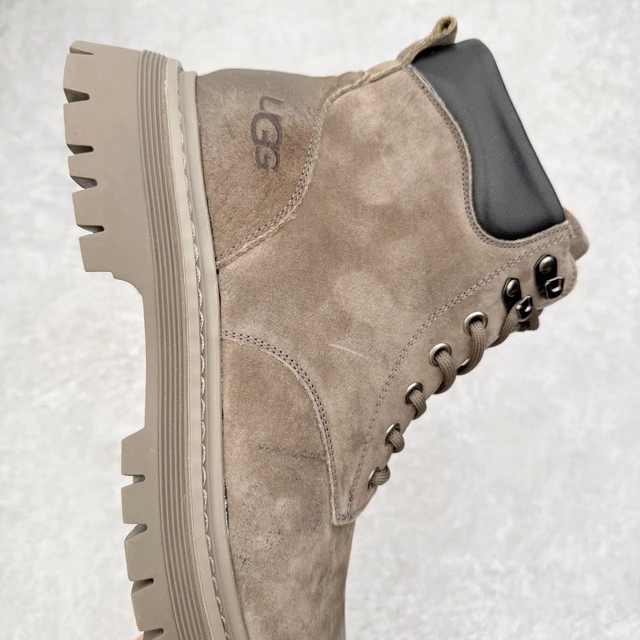 UGG Beige Black Suede Upper Leather Heel Counter Work Boots 4