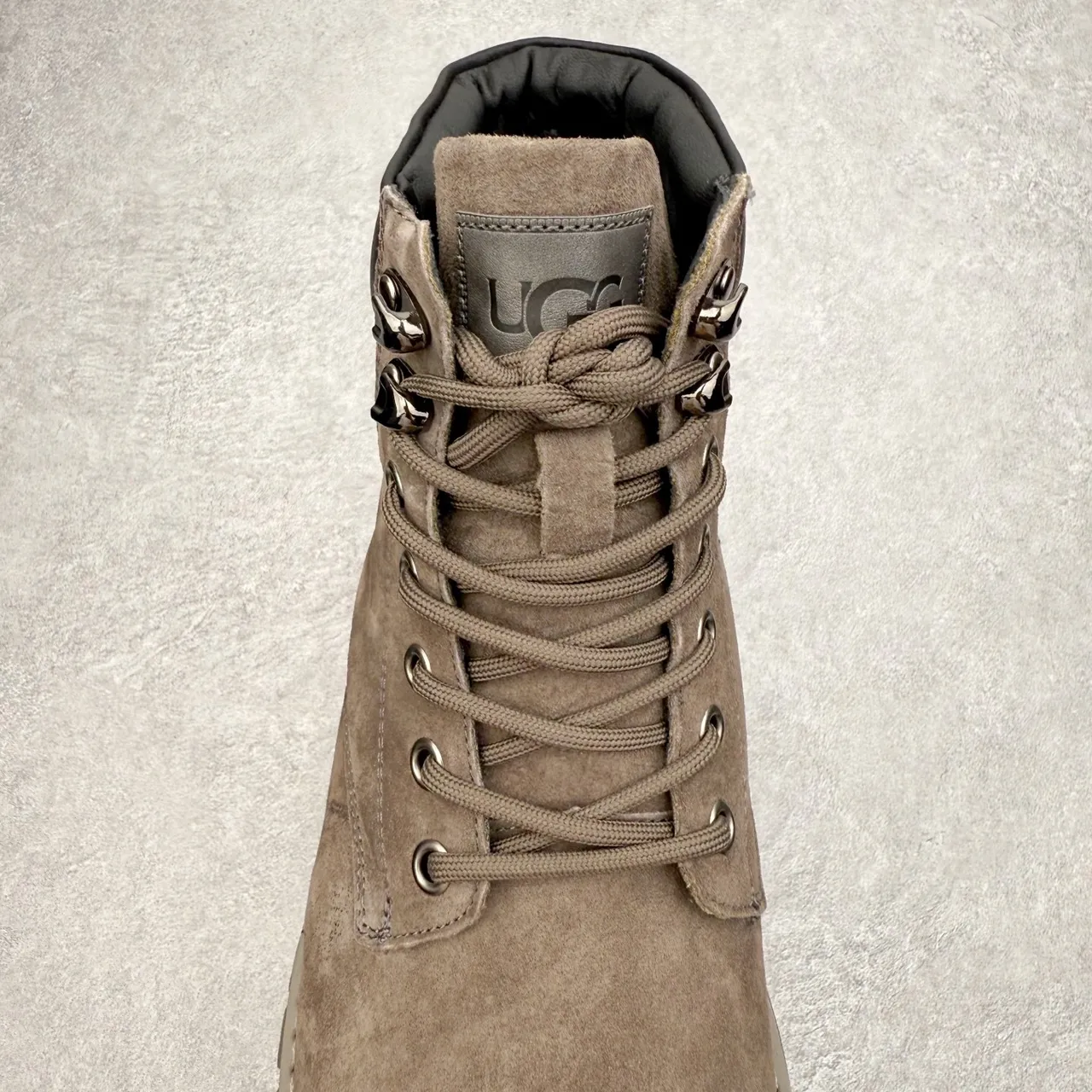 UGG Beige Black Suede Upper Leather Heel Counter Work Boots 6