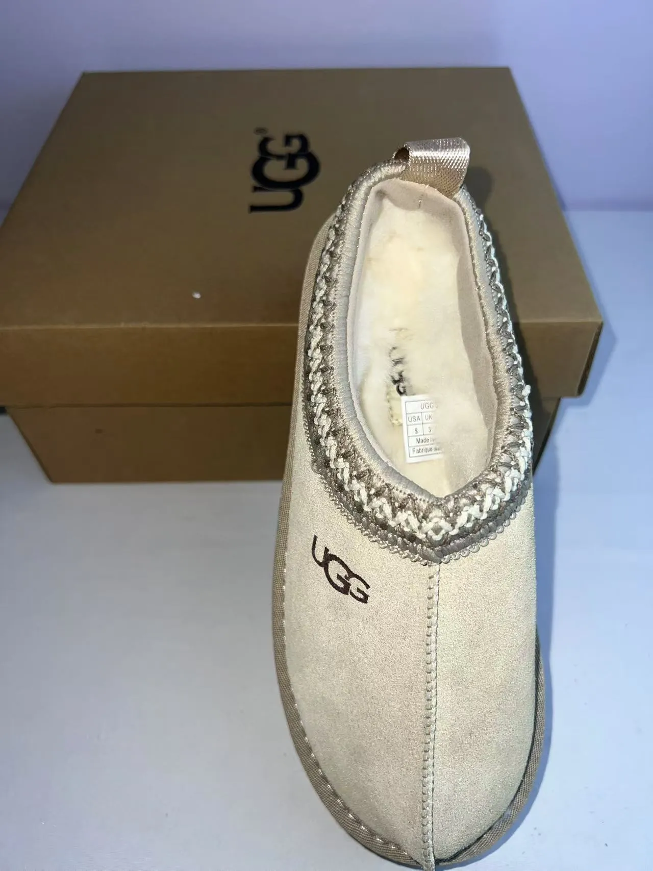 UGG Beige Gold Platform Sole Knit-Trimmed Collar Casual Shoes 4