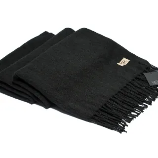 UGG Cachecol de Cashmere Preto com Bordas Franjas e Textura Tecida