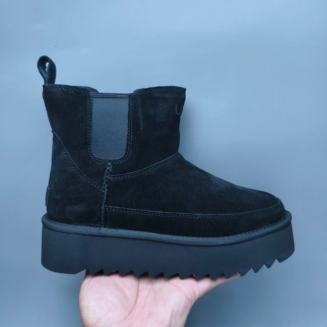 UGG Black Suede Upper Elastic Side Gussets Chelsea Boots 2