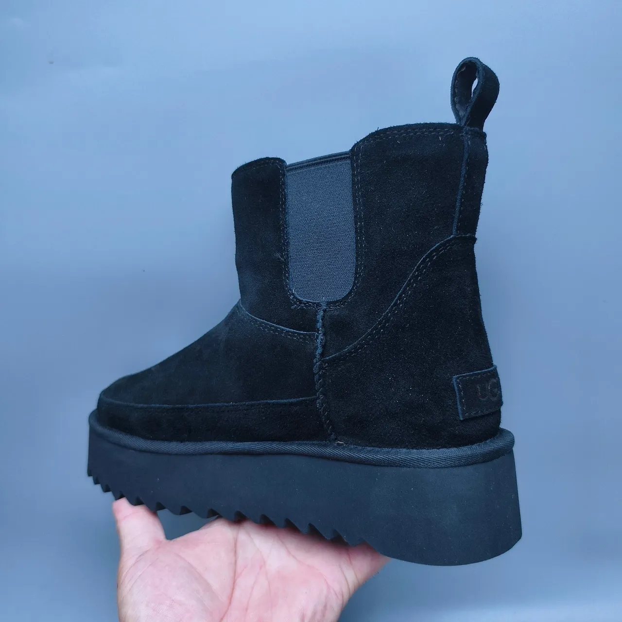 UGG Black Suede Upper Elastic Side Gussets Chelsea Boots 4