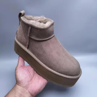 UGG Brown Beige Suede Upper Shearling-Lined Snow Boots
