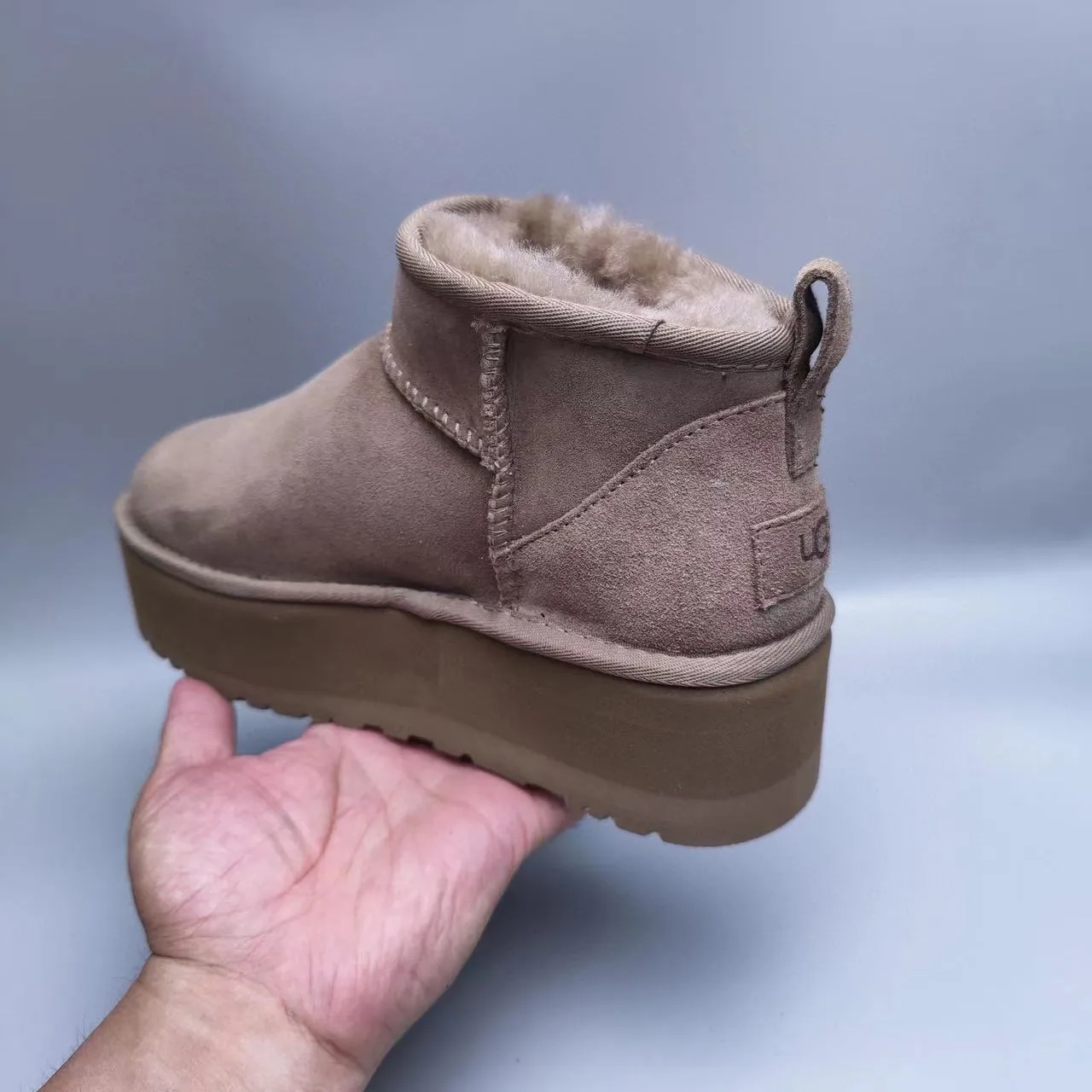 UGG Brown Beige Suede Upper Shearling-Lined Snow Boots 2