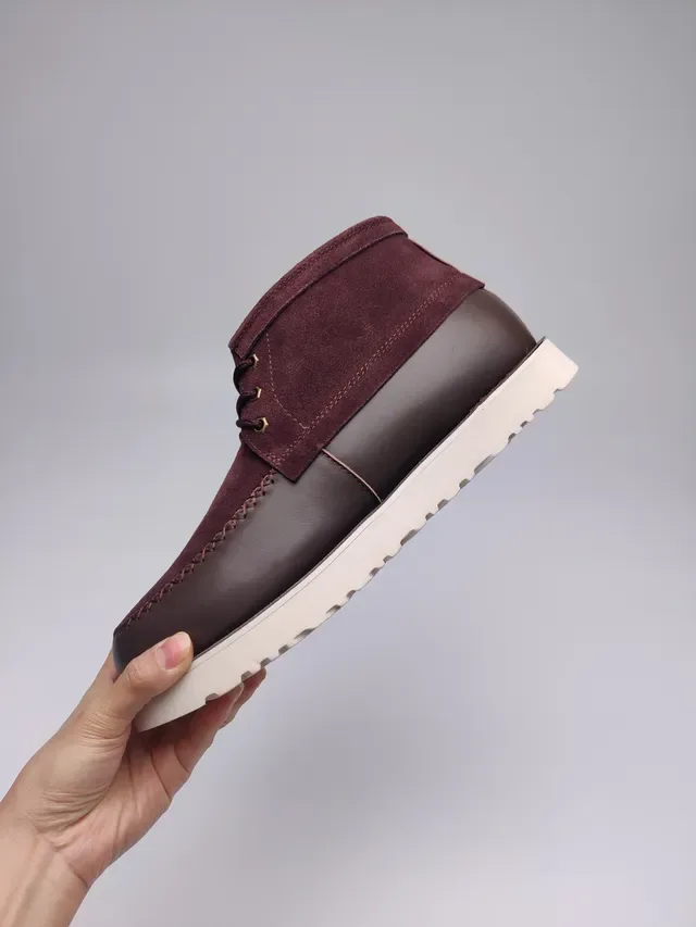 UGG Burgundy Brown Suede Upper Shearling-Lined Ankle Boots 7