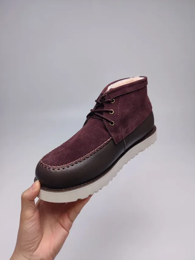 UGG Burgundy Brown Suede Upper Shearling-Lined Ankle Boots 10