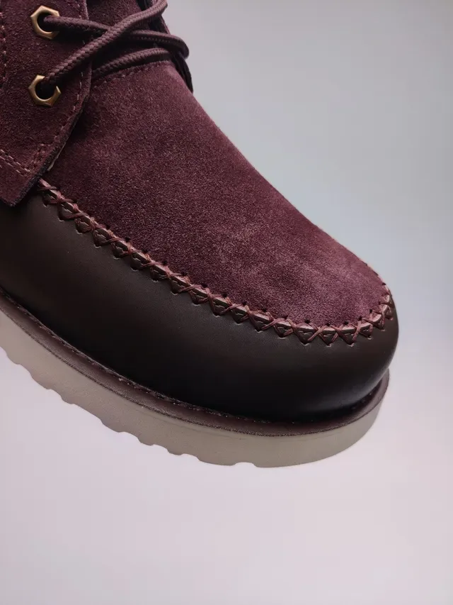 UGG Burgundy Brown Suede Upper Shearling-Lined Ankle Boots 12