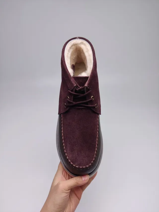 UGG Burgundy Brown Suede Upper Shearling-Lined Ankle Boots 16