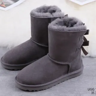 UGG Classic Mini Bow Charcoal Gray Snow Boots