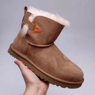 UGG Classic Mini بني كستنائي جلد أنتم مبطن بشرلينج أحذية ثلجية