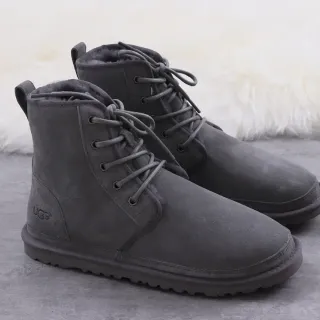 UGG Gray Suede Upper Lace-Up Front Snow Boots