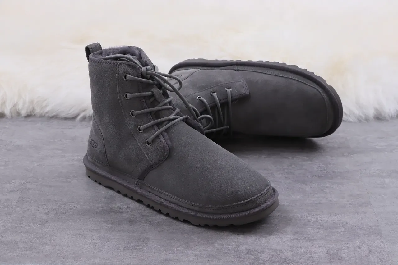 UGG Gray Suede Upper Lace-Up Front Snow Boots 4