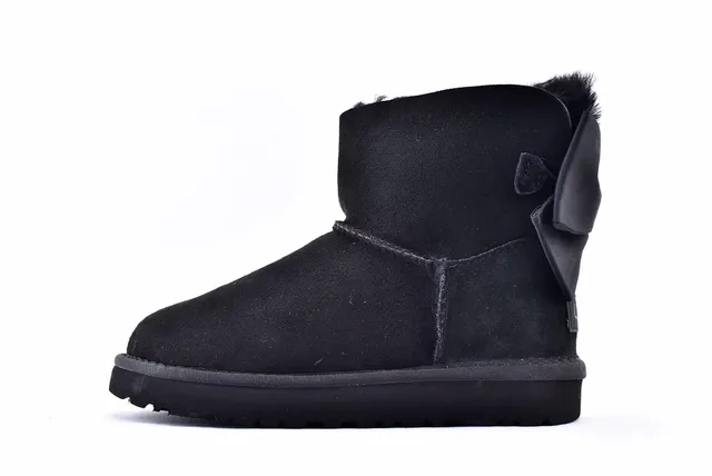 UGG Mini Bailey Bow II Black Snow Boots 8