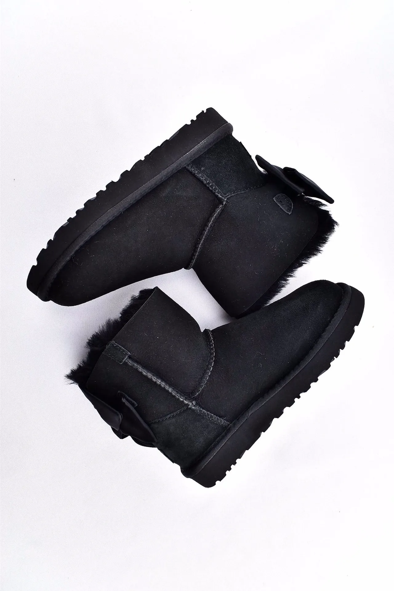 UGG Mini Bailey Bow II Black Snow Boots 12