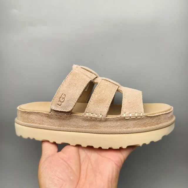 UGG Tasman 米色麂皮双带平台休闲凉鞋 2