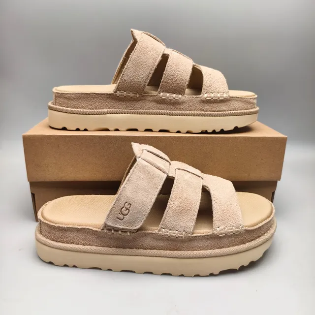 UGG Tasman 米色麂皮双带平台休闲凉鞋 5