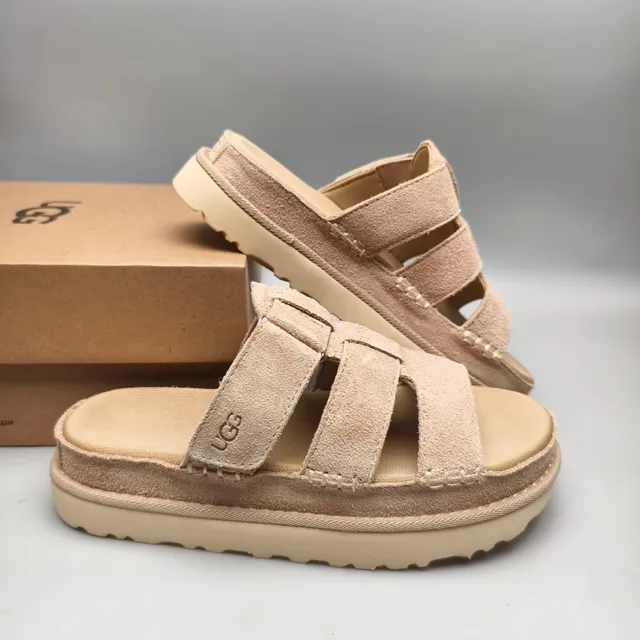 UGG Tasman 米色麂皮双带平台休闲凉鞋 6