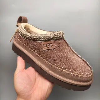 UGG Tasman Brown Beige Moccasin-Stitched Shearling-Lined Casual Shoes